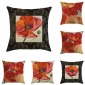 花卉图案红花亚麻抱枕套SMT，Ebaywish跨境平台货源058