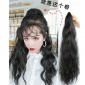 厂家玉米烫女士假发长卷发高温丝化纤抓夹绑带黑色单马尾批发