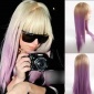 欧美 Ladygaga 高温丝手钩前蕾丝假发 紫色漂染长直发 速卖通发套